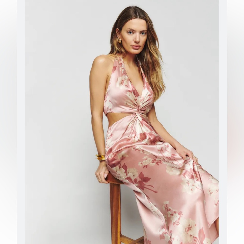 Reformation Nerida silk dress in Bellini size 6